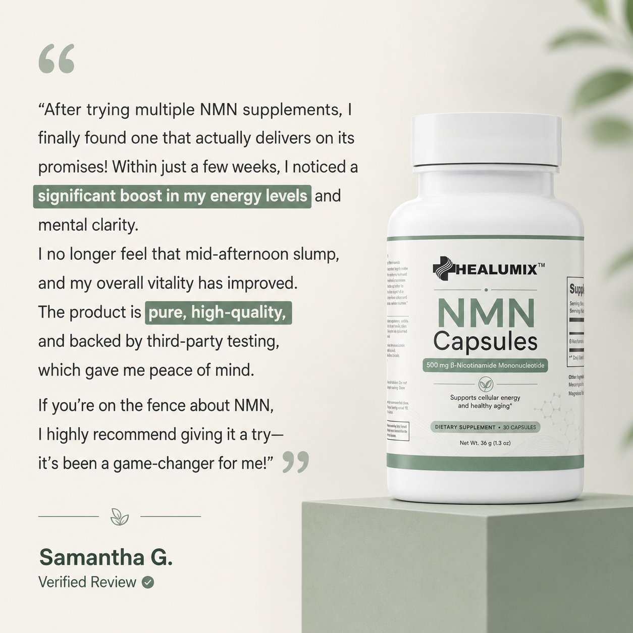 Healumix™ Pure NMN | 500mg Capsules