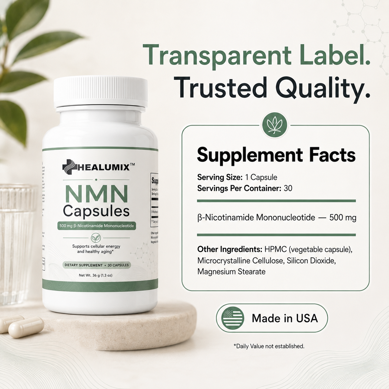 Healumix™ Pure NMN | 500mg Capsules