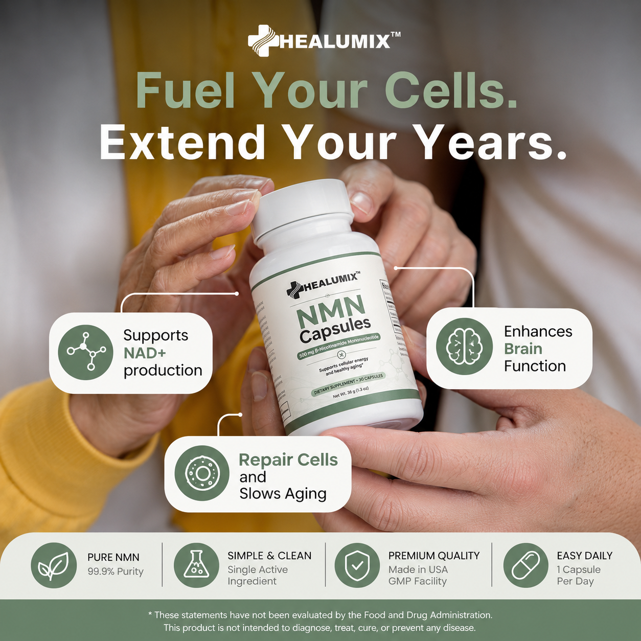 Healumix™ Pure NMN | 500mg Capsules