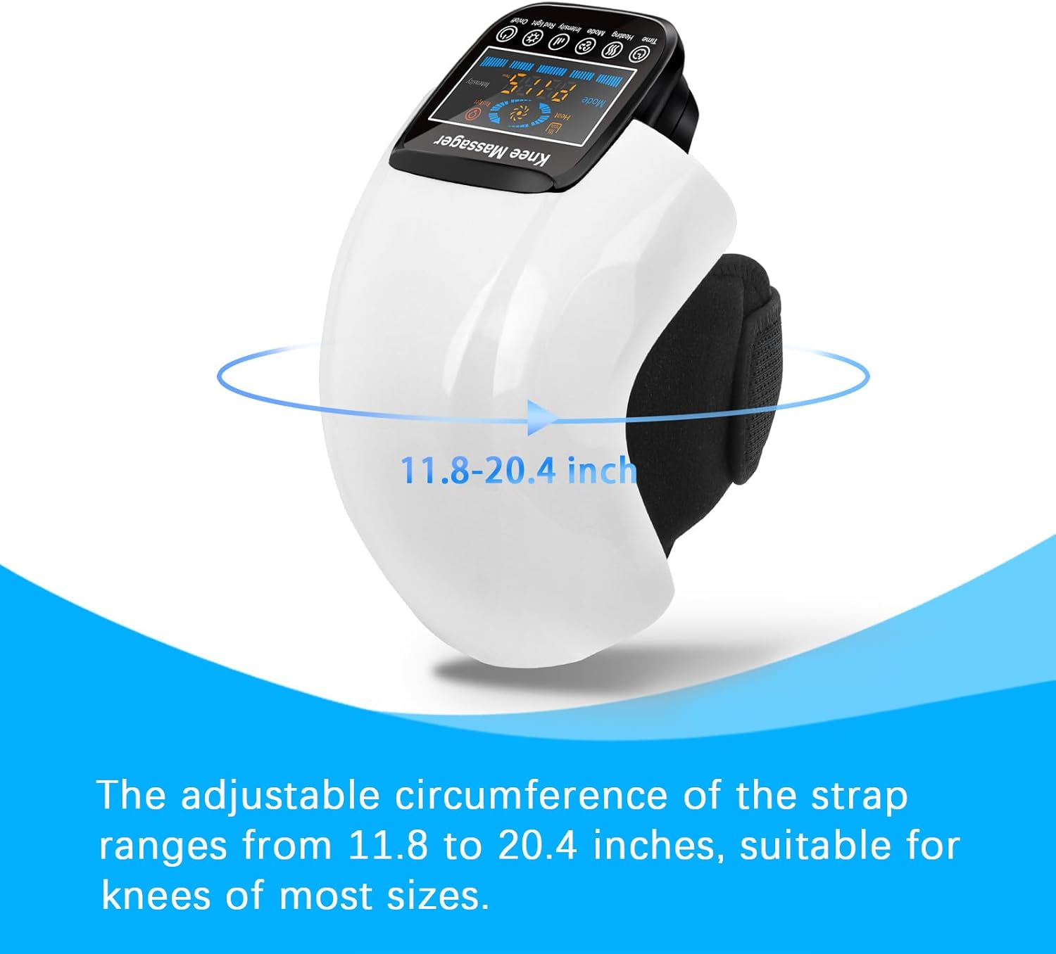 FlexHeat adjustable strap fits knees 11.8 to 20.4 inches